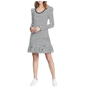 Alexis Long Sleeve Knit Mini Dress Size XS Striped "Loza" White Navy Preppy